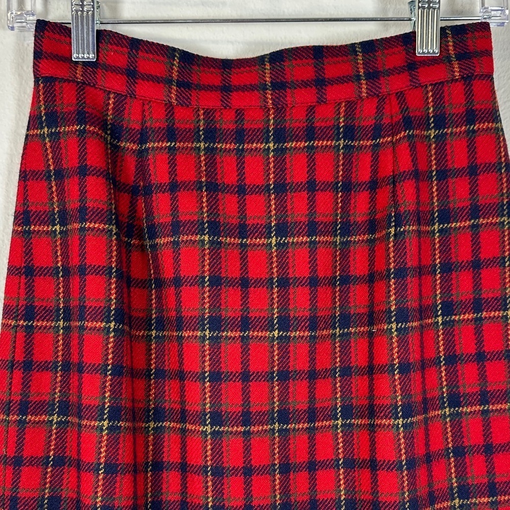 Vintage Charter Club Jane Justin Red Tartan Plaid Wool Pencil Skirt Size 6P - Picture 3 of 7